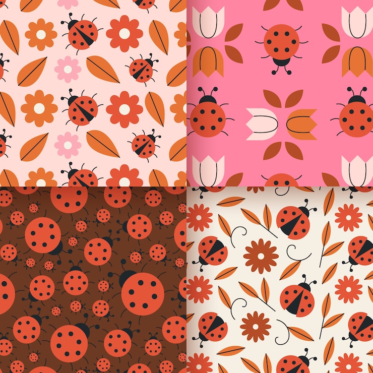 Free Vector ladybug pattern collection flat style