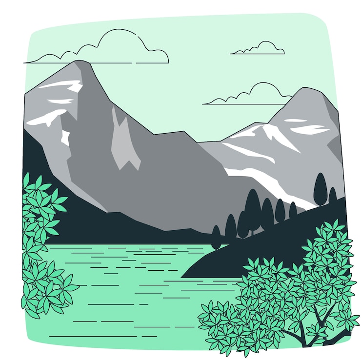Free Vector lake in mountain valley concept illustration