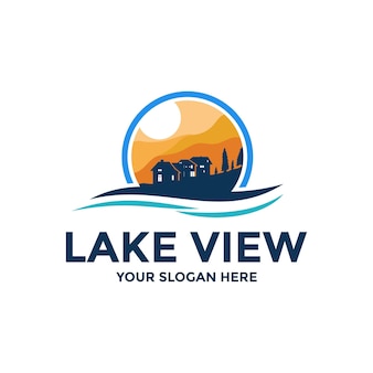 Lake view logo design template