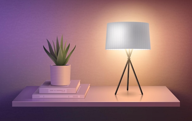 Free vector lamp and flower pot