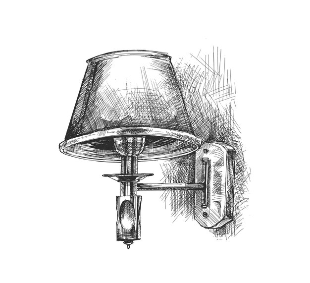 Лампа висит на стене Рисованной эскиз векторные иллюстрации
