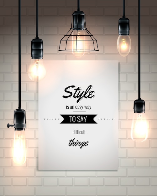 Free vector lamps and quote loft style poster