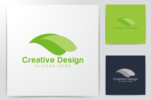土地。森林。緑の葉のロゴのアイデア。インスピレーションのロゴデザイン。テンプレートベクトル図。白い背景に分離