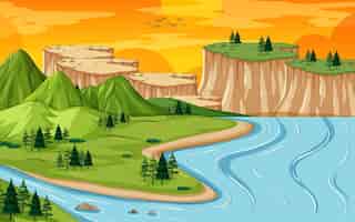 Free vector land and water geography landscape