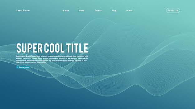 Landing page abstract design. Template for website or app. Colorful abstract minimal wave.