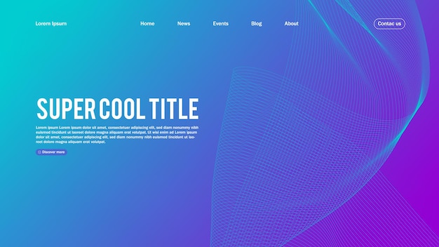 Абстрактный дизайн целевой страницы. Шаблон для веб-сайта или приложения. Красочная абстрактная минимальная волна.