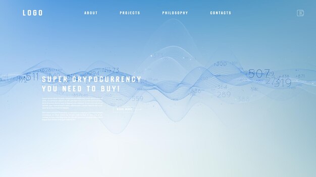 Landing Page Abstract Design With Big Data. Template For Website Or App.