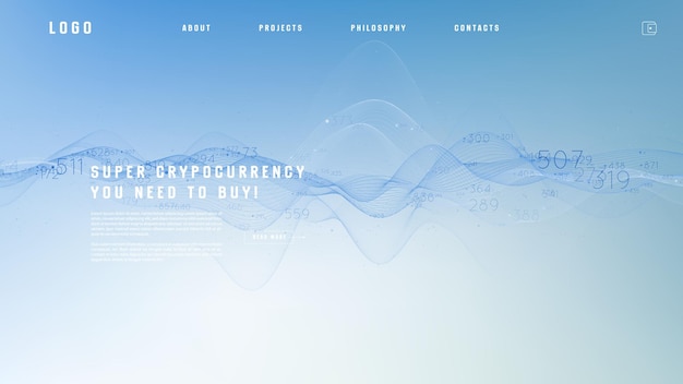 Landing page abstract design with big data. Template for website or app.