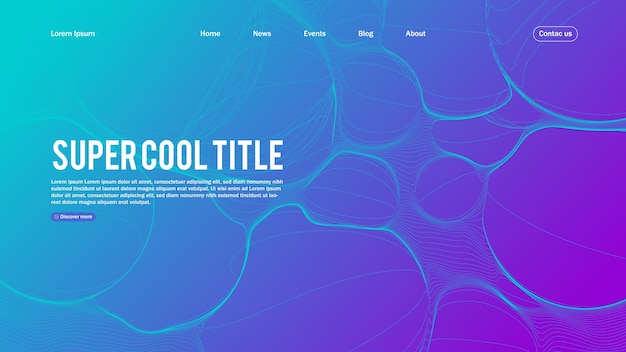 Free vector landing page abstract design with dynamic line bubbles . template for website or app.