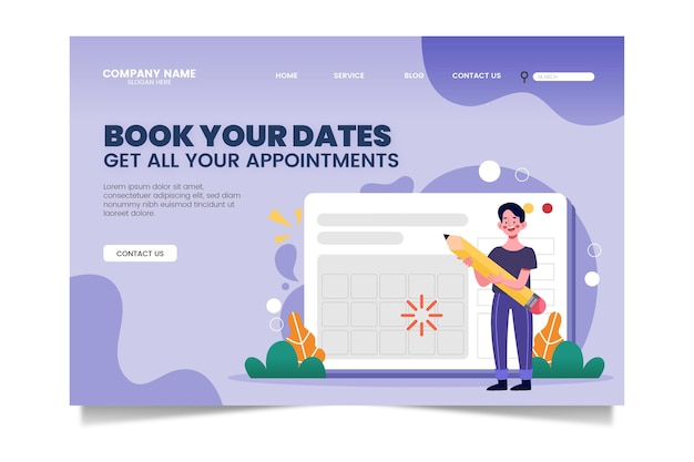 Free vector landing page for appointment booking