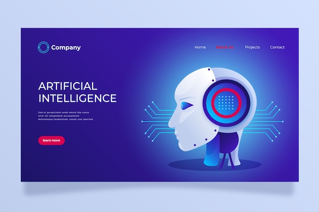 Landing page artificial intelligence template