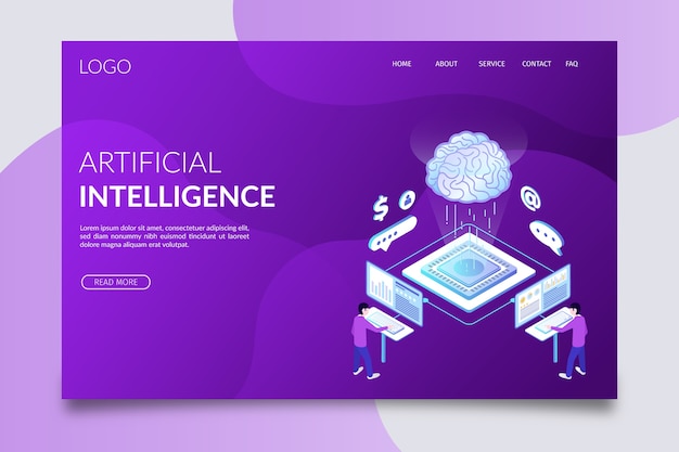 Free vector landing page artificial intelligence template