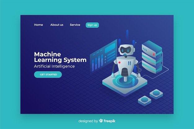 Free vector landing page artificial intelligence template