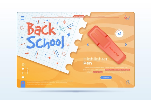 Landing page back to school event