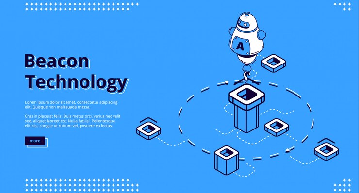 Free Vector landing page of beacon technology with robot