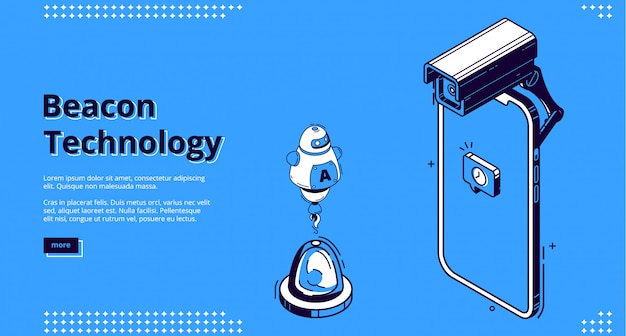 Pagina di destinazione della tecnologia beacon con smartphone