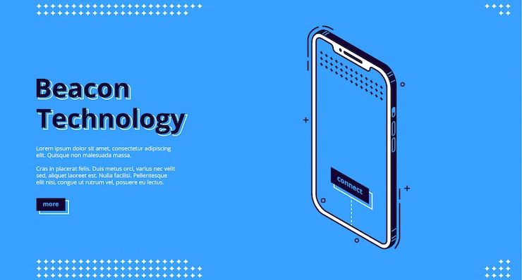 Free Vector landing page of beacon technology with smartphone