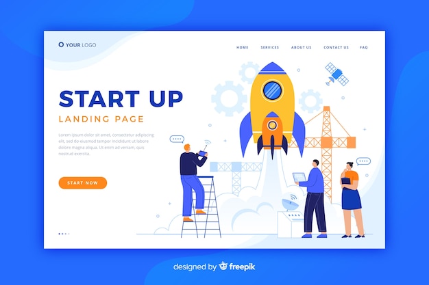 Free vector landing page business startup