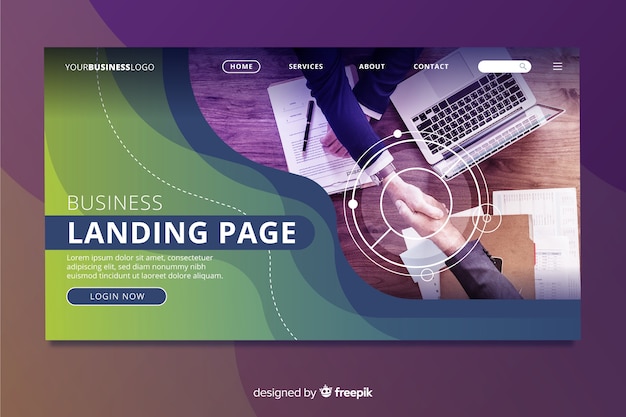 Landing page for business with photo