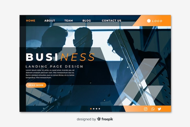 無料ベクター 写真付きのランディングページビジネス
