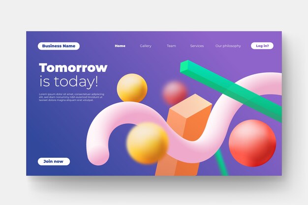 Landing page in colorful design