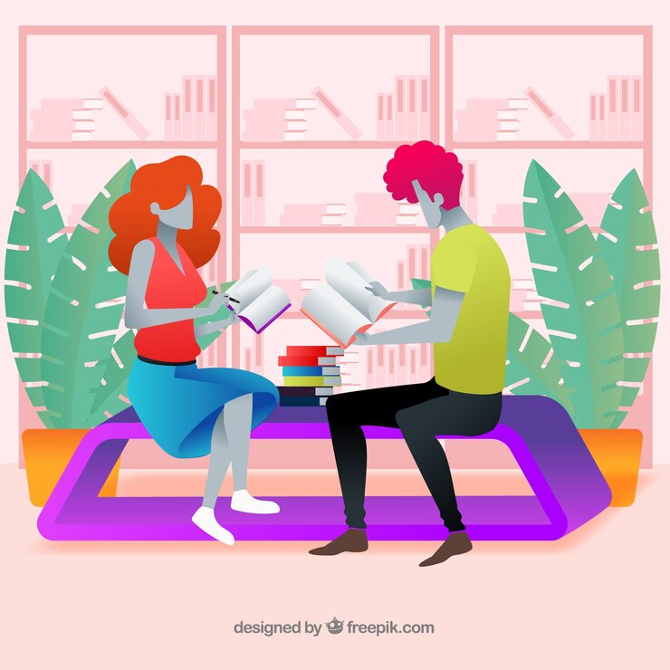 Free Vector landing page concept in library