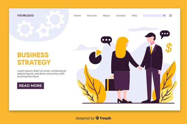 Landing page concept with business strategy