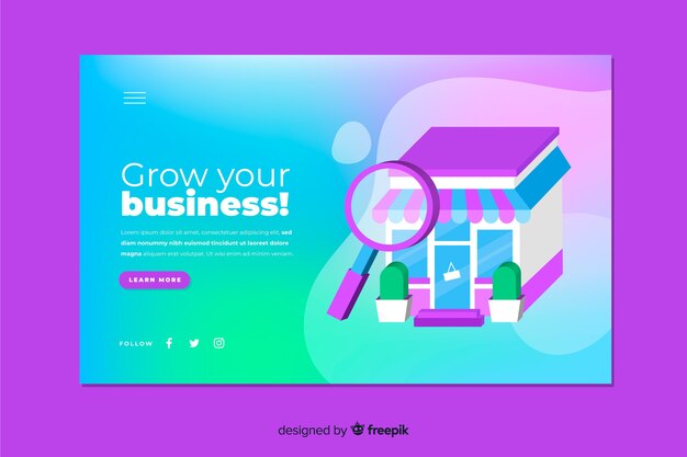 Landing page concept with gradient effect