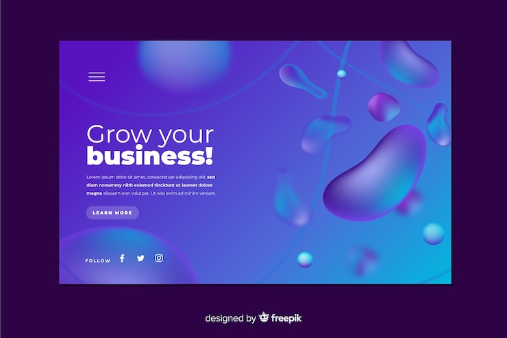 Free Vector landing page concept with liquid effect