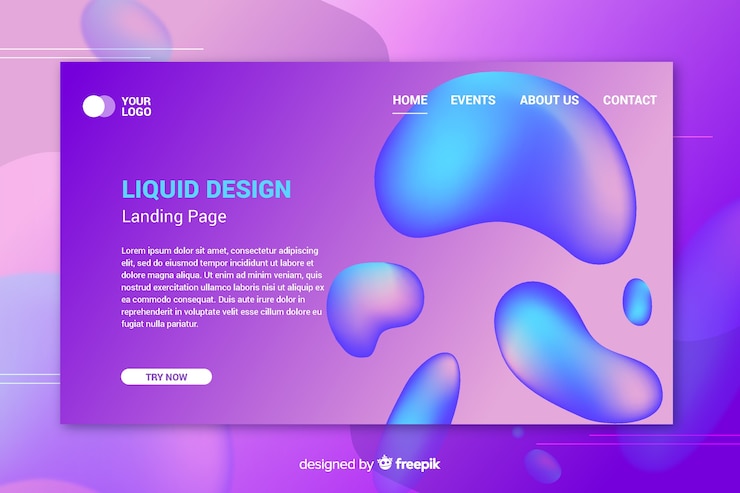 Free Vector landing page concept with liquid effect
