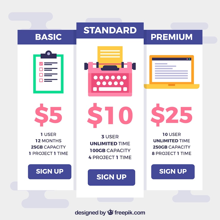 Free Vector landing page concept with subscription plans