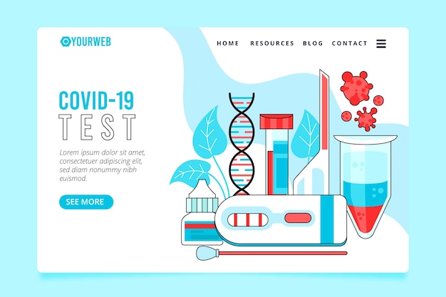 Free vector landing page of coronavirus test