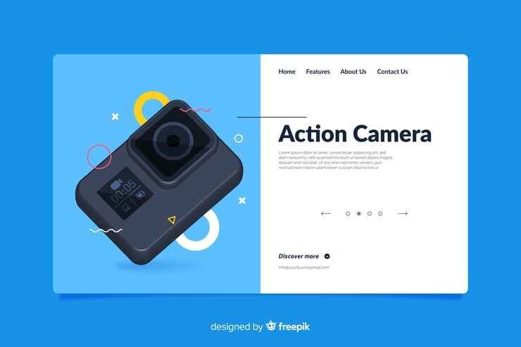 Free Vector landing page design for photo camera