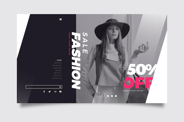 Free vector landing page fashion sale with model