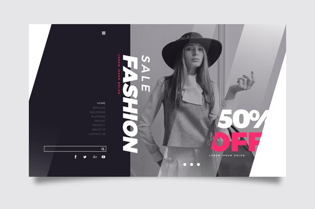 Landing page fashion sale with model