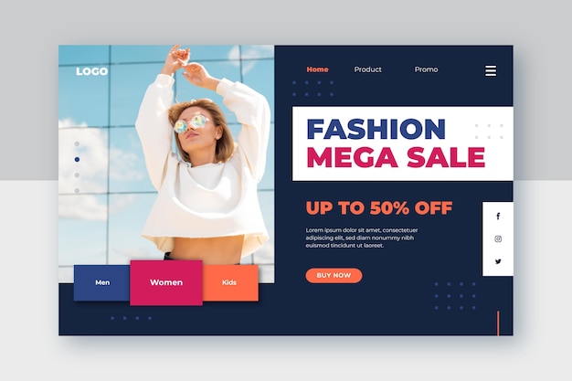 Free vector landing page for fashion sale