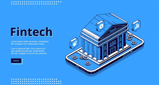 Free vector landing page of financial technologies, fintech