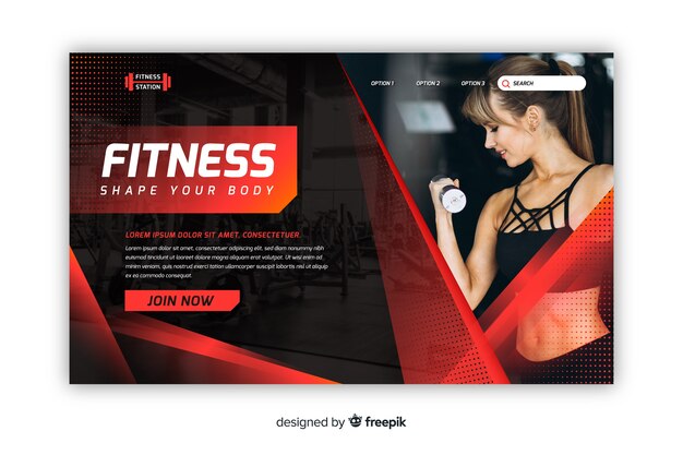 Landing page gym promotion with image