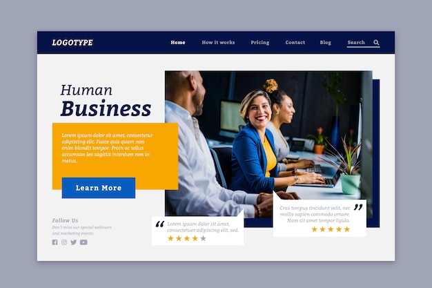 Landing page human business with photo
