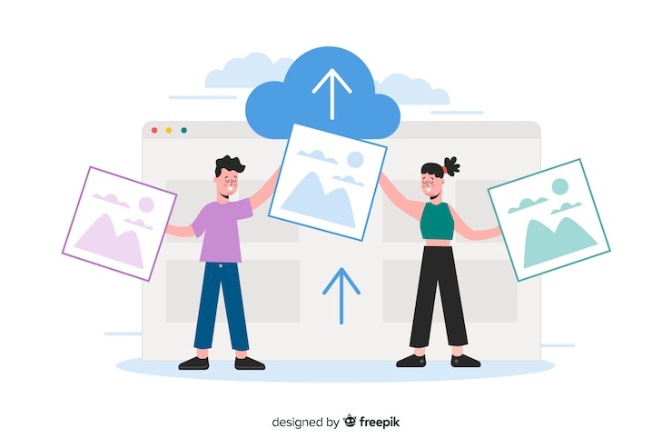 Free Vector landing page image upload concept