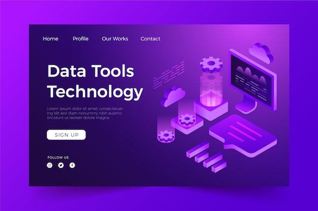 Landing page isometric technology template