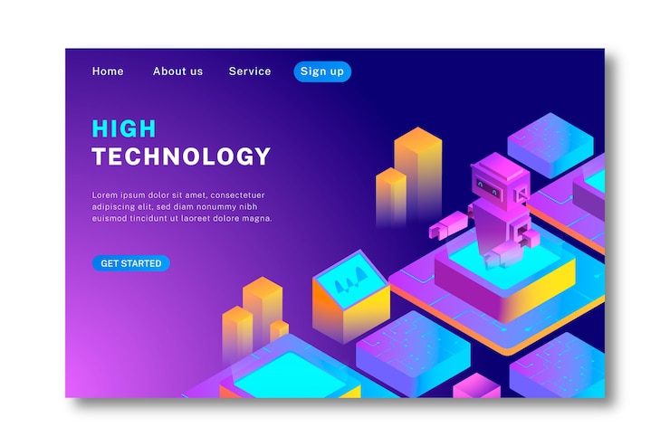 Free Vector landing page isometric technology