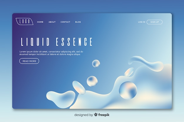 Free vector landing page liquid essence design