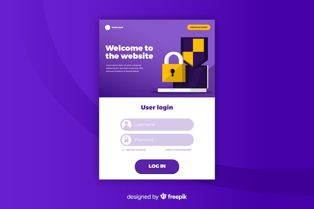 Free vector landing page log in website