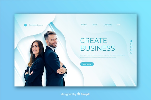 Landing page made for business with photo template