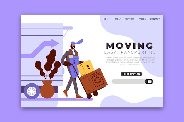 Free vector landing page moving houses template