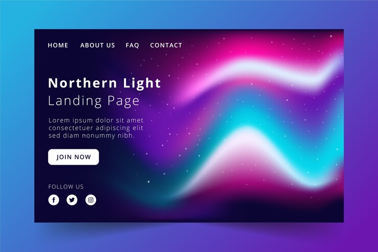 Free Vector landing page northern lights template