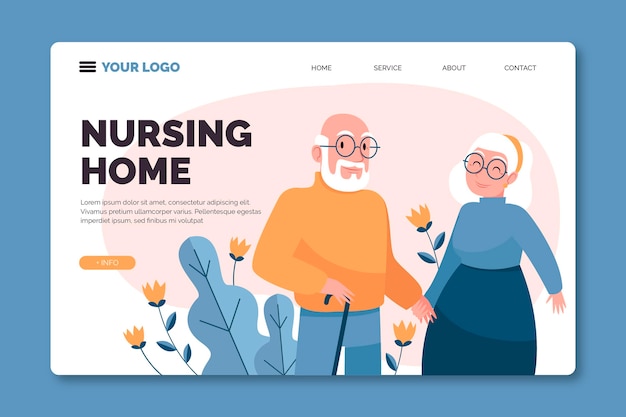 Free vector landing page for nursing home