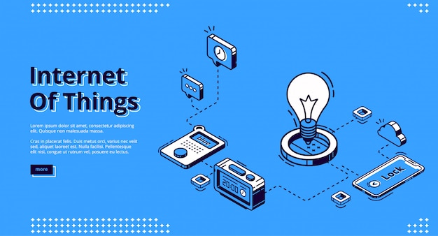 무료 벡터 스마트 홈에서 iot 기술의 랜딩 페이지