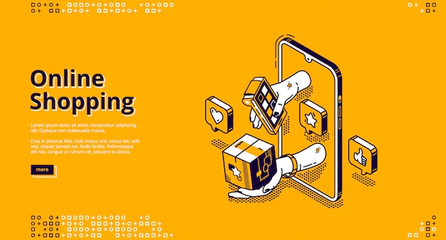 Free vector landing page of online shopping